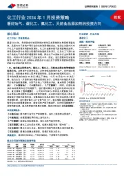 化工行业2024年1月投资策略：看好油气、煤化工、氟化工、天然食品添加剂的投资方向