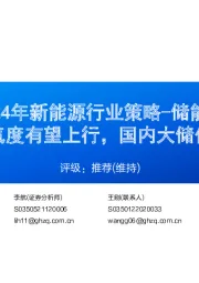 2024年新能源行业策略-储能：海外大储景气度有望上行，国内大储仍待盈利改善