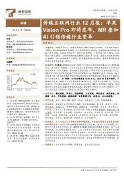 传媒互联网行业12月报：苹果Vision Pro即将发布，MR叠加AI引领传媒行业变革