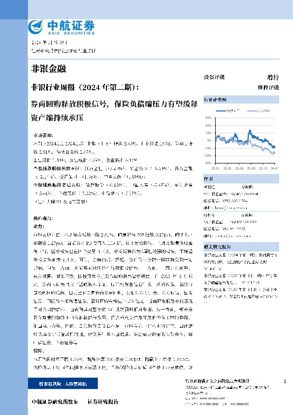 非银行业周报（2024年第二期）：券商回购释放积极信号，保险负债端压力有望缓释资产端持续承压