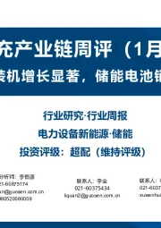 光储充产业链周评（1月第2周）：中国储能装机增长显著，储能电池销量环比增长