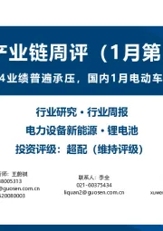 锂电产业链周评（1月第3周）：正极企业2023Q4业绩普遍承压，国内1月电动车销量环比降幅较小