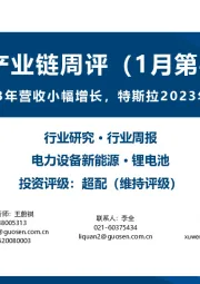 锂电产业链周评（1月第4周）：消费电池企业2023年营收小幅增长，特斯拉2023年储能业务加速放量