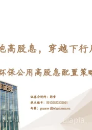 环保公用高股息配置策略:拥抱高股息,穿越下行周期