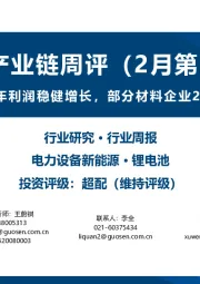 锂电产业链周评(2月第1周):宁德时代2023年利润稳健增长,部分材料企业2023Q4盈利承压