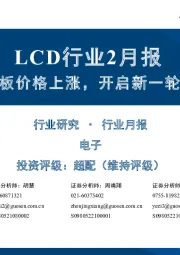 LCD行业2月报:2月TV面板价格上涨,开启新一轮涨价周期