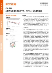 电力设备及新能源行业周报：大型风电配储项目造价下降，TOPCon电池盈利修复