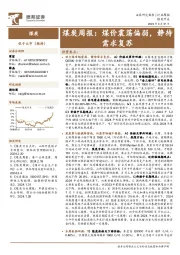 煤炭周报：煤价震荡偏弱，静待需求复苏