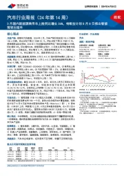汽车行业周报(24年第14周):3月国内新能源乘用车上险同比增长36%,特斯拉计划8月8日推出智能驾驶出租车