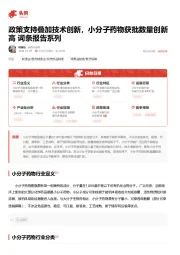 政策支持叠加技术创新，小分子药物获批数量创新高 词条报告系列