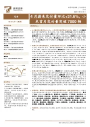 汽车行业点评:4月蔚来交付量环比+31.6%,小米首月交付量突破7000辆