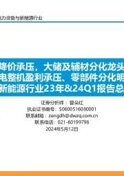 新能源行业23年&24Q1报告总结：光伏主链降价承压，大储及辅材分化龙头韧性强；风电整机盈利承压、零部件分化明显