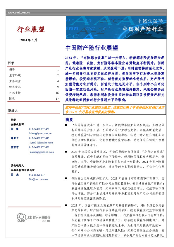 中国财产险行业展望