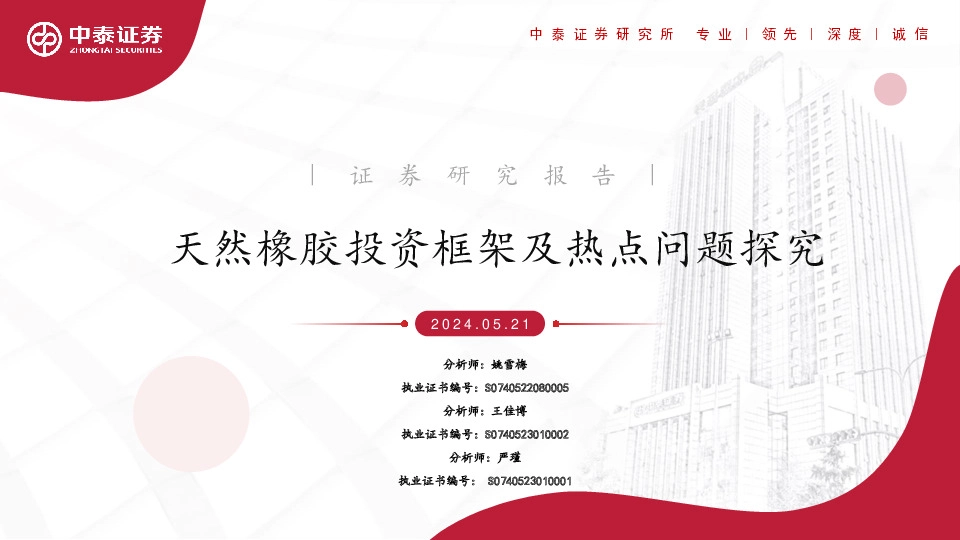 天然橡胶投资框架及热点问题探究