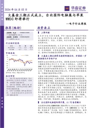 电子行业周报：大基金三期正式成立，台北国际电脑展与苹果WWDC即将举行