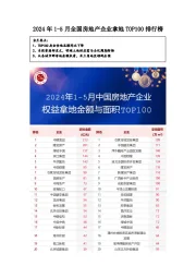 2024年1-5月全国房地产企业拿地TOP100排行榜