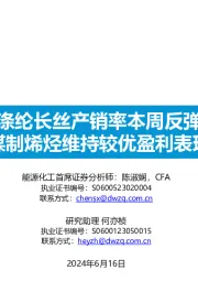 化工行业：涤纶长丝产销率本周反弹，煤制烯烃维持较优盈利表现