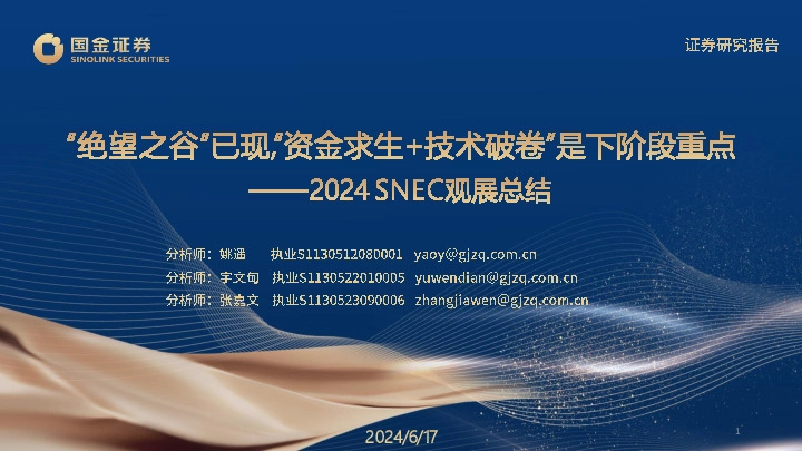 电气设备行业2024SNEC观展总结：“绝望之谷”已现，“资金求生+技术破卷”是下阶段重点