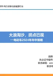 电动车2024年年中策略:大浪淘沙,拐点已现