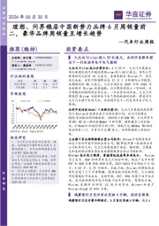 汽车行业周报:理想、问界稳居中国新势力品牌6月周销量前二,豪华品牌周销量呈增长趋势