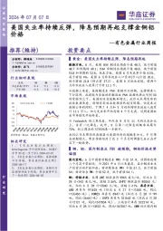 有色金属行业周报:美国失业率持续反弹,降息预期再起支撑金铜铝价格