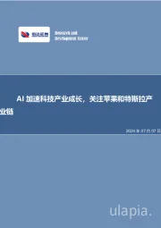 电子行业周报：AI加速科技产业成长，关注苹果和特斯拉产业链