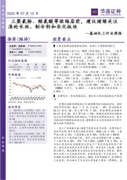 基础化工行业周报:三聚氰胺、赖氨酸等涨幅居前,建议继续关注涤纶长丝、制冷剂和农化板块