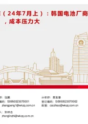 新能源产业趋势跟踪(24年7月上):韩国电池厂商SK On陷入“危机”,成本压力大