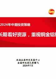 有色金属行业2024年中期投资策略：中长期看好资源，重视铜金铝锡