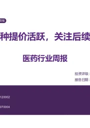 医药行业周报:维生素品种提价活跃,关注后续业绩趋势