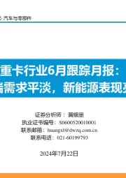 重卡行业6月跟踪月报：终端需求平淡，新能源表现亮眼