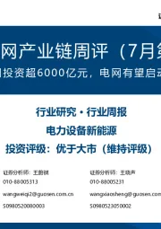 风电/电网产业链周评（7月第4周）：国家电网全年电网投资超6000亿元，电网有望启动大规模设备更新