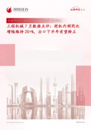 工程机械7月数据点评:挖机内销同比增幅维持20+%,出口下半年有望转正