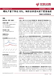 钢铁行业周度报告：螺纹产量下降近15%，钢价在供需双弱下震荡偏弱