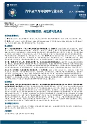 汽车及汽车零部件行业研究：整车财报坚挺，关注结构性机会