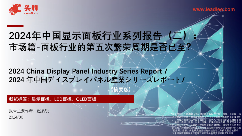 2024年中国显示面板行业系列报告（二）：市场篇-面板行业的第五次繁荣周期是否已至？