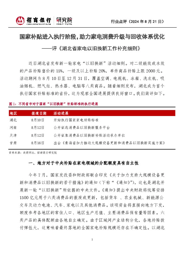 评《湖北省家电以旧换新工作补充细则》：国家补贴进入执行阶段，助力家电消费升级与回收体系优化