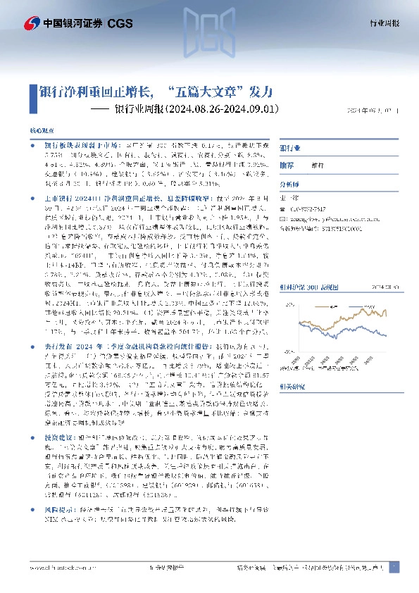 银行业周报：银行净利重回正增长，“五篇大文章”发力