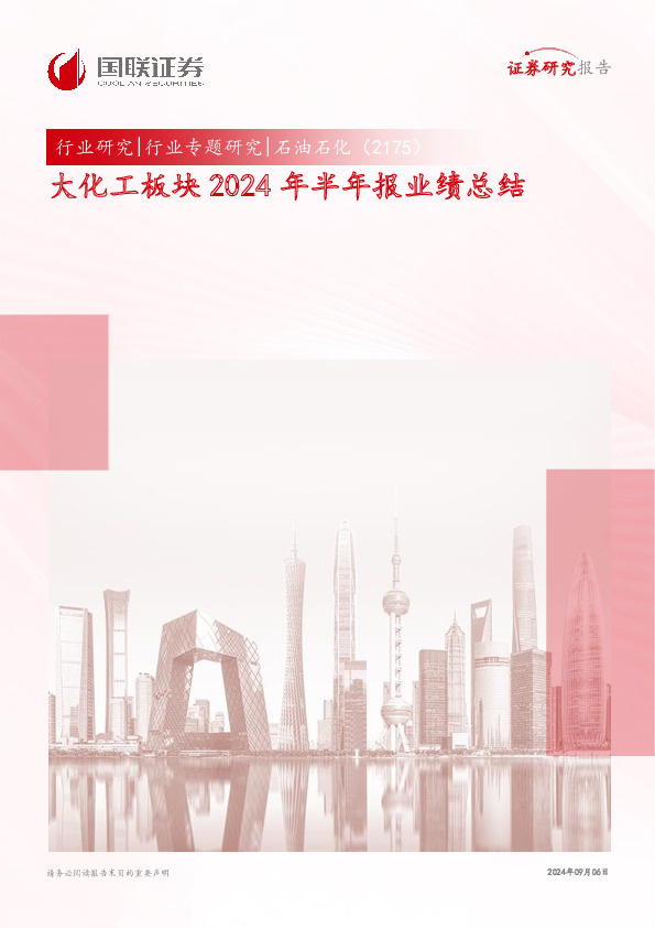 石油石化行业专题研究：大化工板块2024年半年报业绩总结