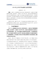 2024年上半年汽车金融行业信用观察