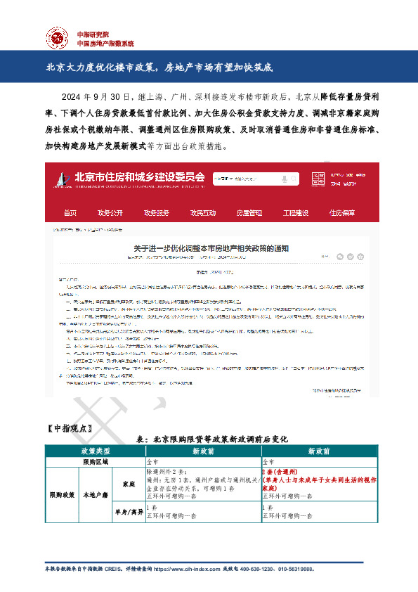 房地产：北京大力度优化楼市政策，房地产市场有望加快筑底