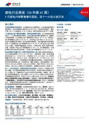 家电行业周报（24年第41周）：9月家电内销零售增长强劲，双十一大促火热开启