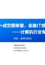 计算机行业专题报告:政策组合拳+成交额修复,金融IT或迎景气提升