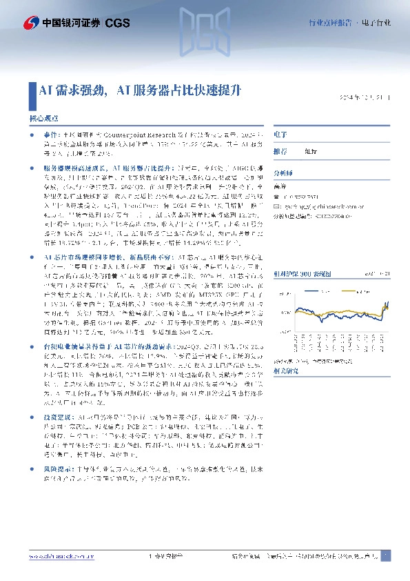电子行业点评报告：AI需求强劲，AI服务器占比快速提升