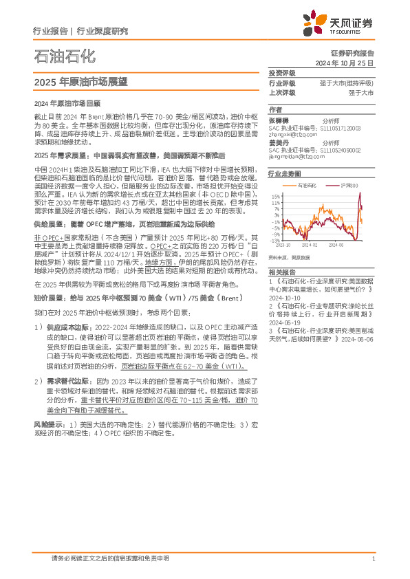 石油石化行业深度研究：2025年原油市场展望