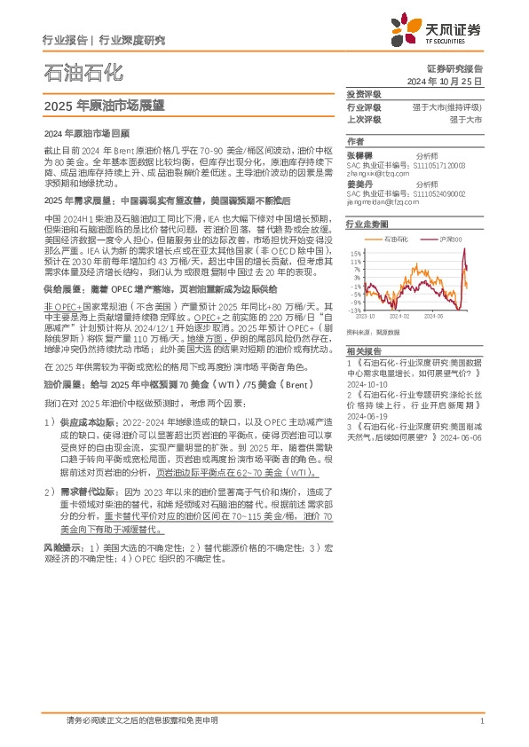 石油石化行业深度研究：2025年原油市场展望