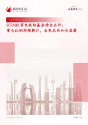 2024Q3家电板块基金持仓点评:重仓比例持续提升,白电龙头加仓显著