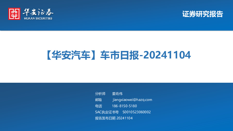 【华安汽车】车市日报