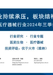 医疗器械行业2024年三季报总结:三季度行业持续承压,板块结构性机会渐显