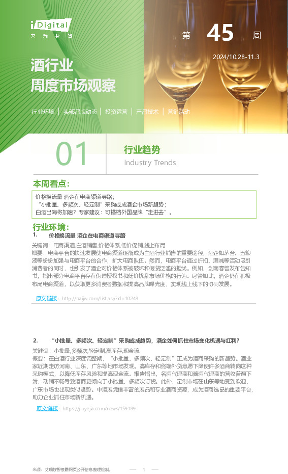 酒行业周度市场观察第45周